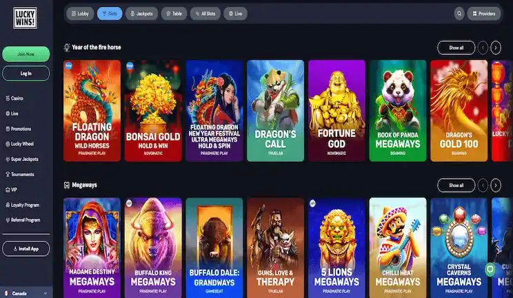 Lucky Wins casino review section 6